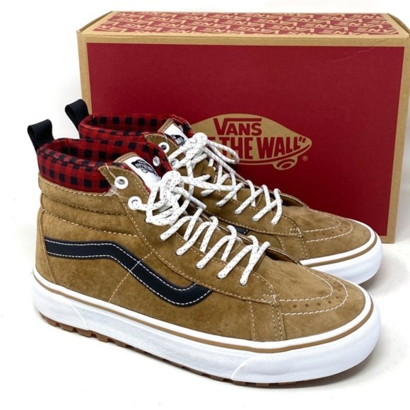 VANS Sk8-Hi MTE-1 Shoe High Top Brown Plaid Suede Women's Size Boots VN0A5HZYY49 - Picture 4 of 11